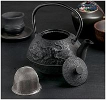 Чайник с ситом 700 мл "Золотой дракон", черный, эмалированное пок