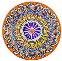 Тарелка Риштанская Керамика 22 см. оранжевый  Мехроб