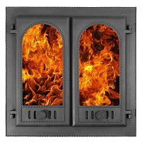 Дверка каминная "Горница-2" ДК-8С Со стеклом (Окрашенная) 600х600х122(500х500х65)